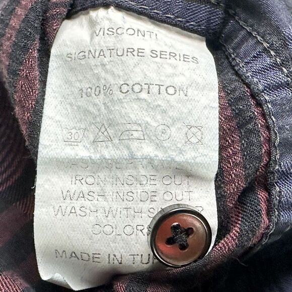 Visconti Limited Edition Shirt Mens M Black Ombre Plaid Signature Series Button* - Picture 11 of 11